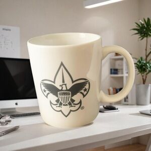 Vintage Boy Scouts Black White Logo Coffee Tea Mug Helping To Develop Leaders